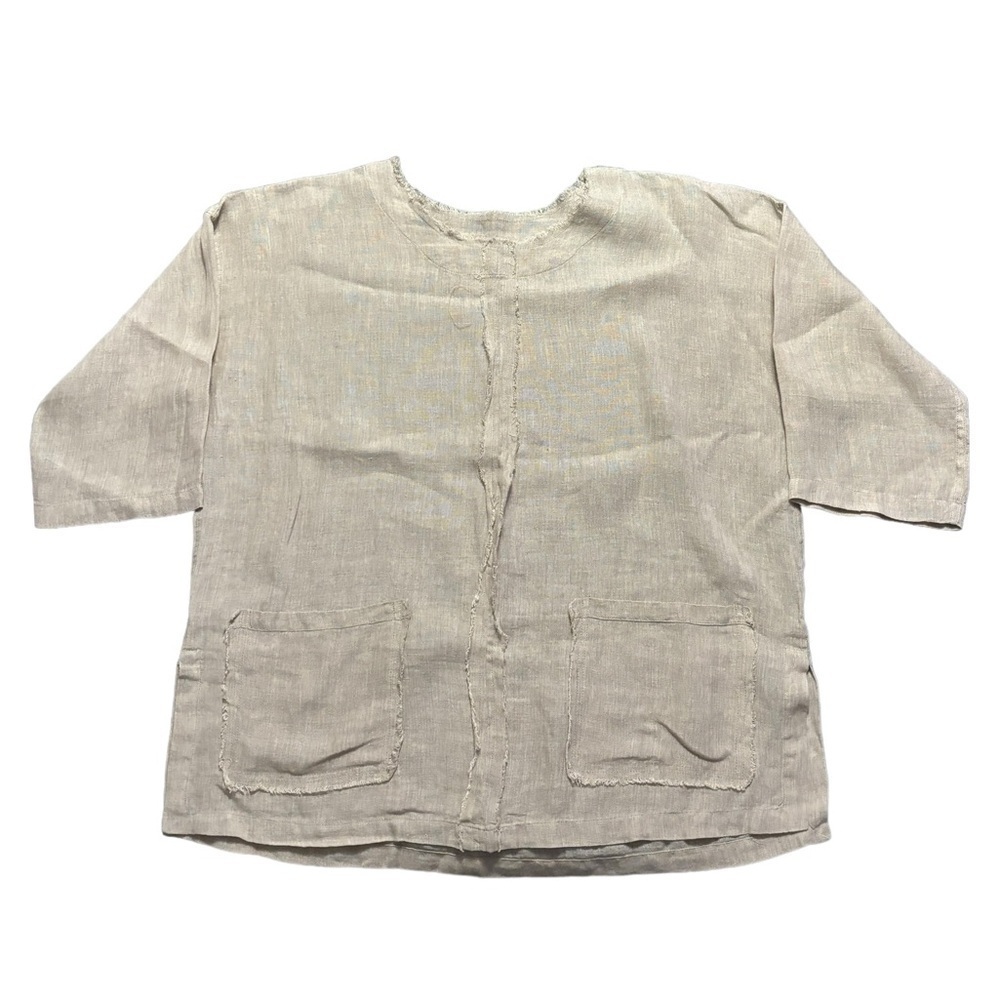 Match Point 100% Linen Top Blouse Sz Large